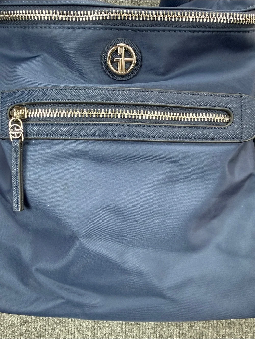 Giani Bernini Navy Nylon Compact Backpack with Front Zip Pocket